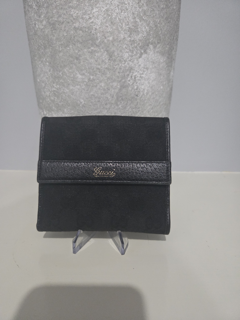 Vintage Gucci GG Monogram Canvas compact french flap wallet / COA Included